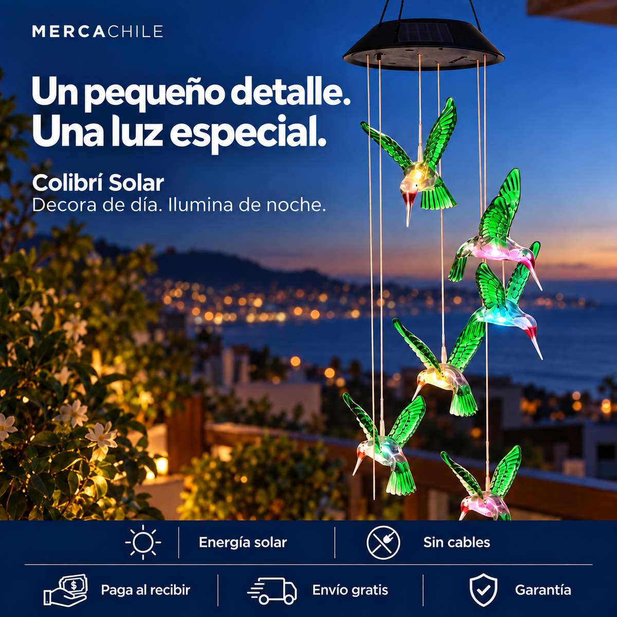 Colibrí Decorativo Solar: Ese rincón de tu casa merece un toque de magia.