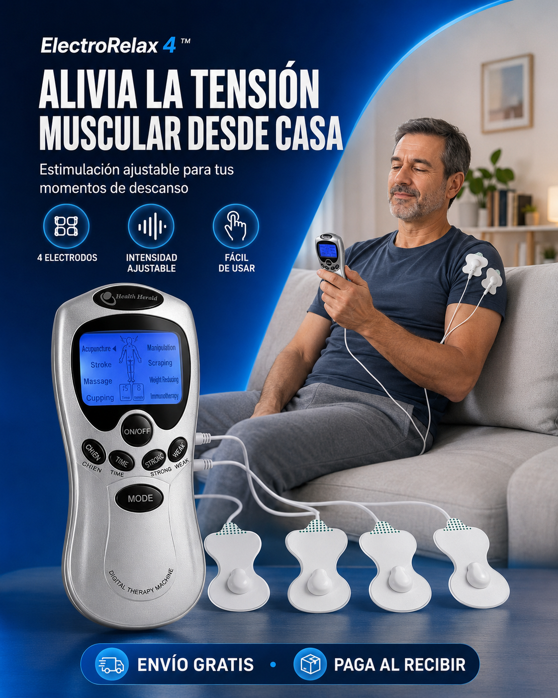 Alivia la tensión muscular sin salir de casa: Electrofísico Tens Electro Estimulador