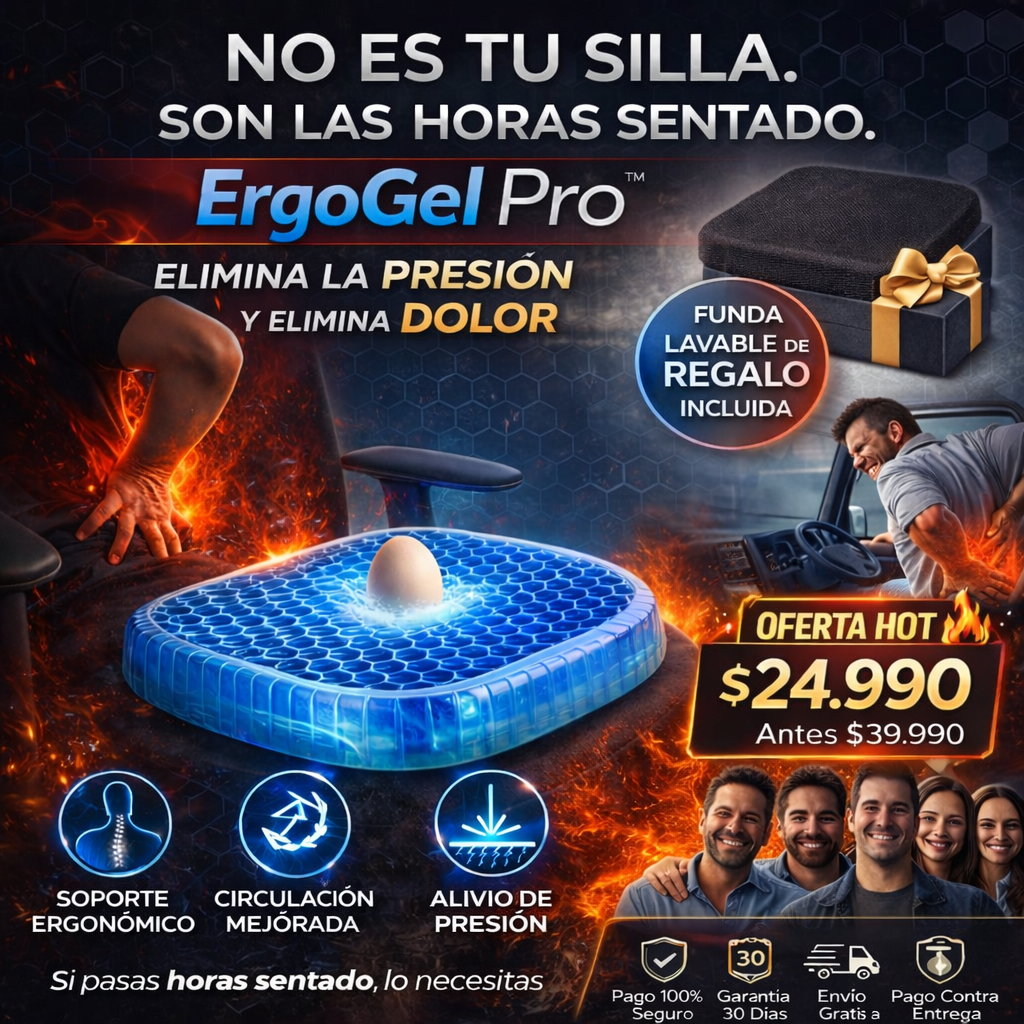 ErgoGel Pro™ - Elimina Dolor y Presión. No es tu silla. Son las horas sentado.