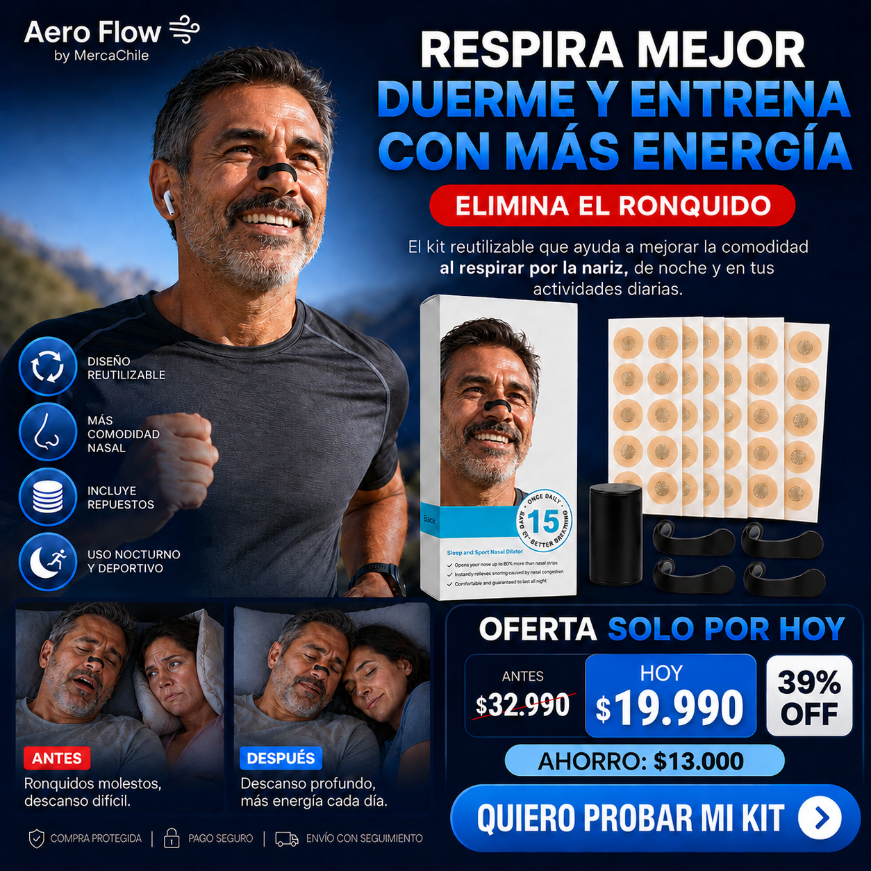 AeroFlow™ — Kit Dilatador Nasal Reutilizable