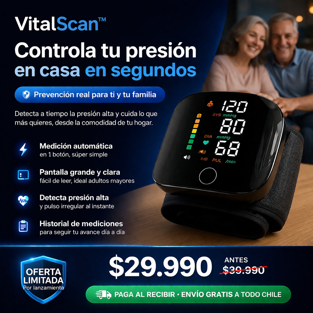 VitalScan™- Controla tu presión en casa en segundos sin estrés ni errores