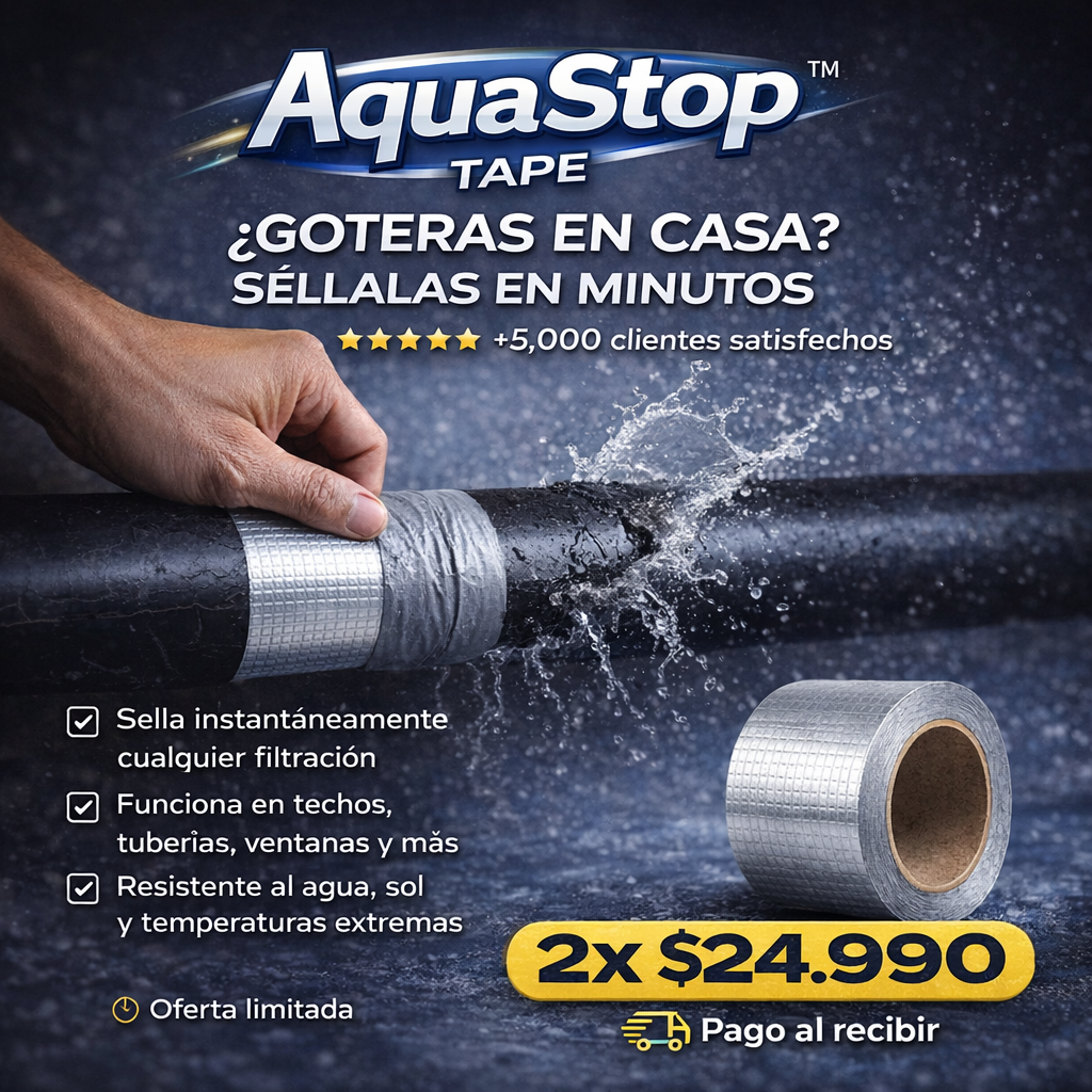 Detén las goteras en segundos SIN gastar en reparaciones costosas con AquaStop™ Tape