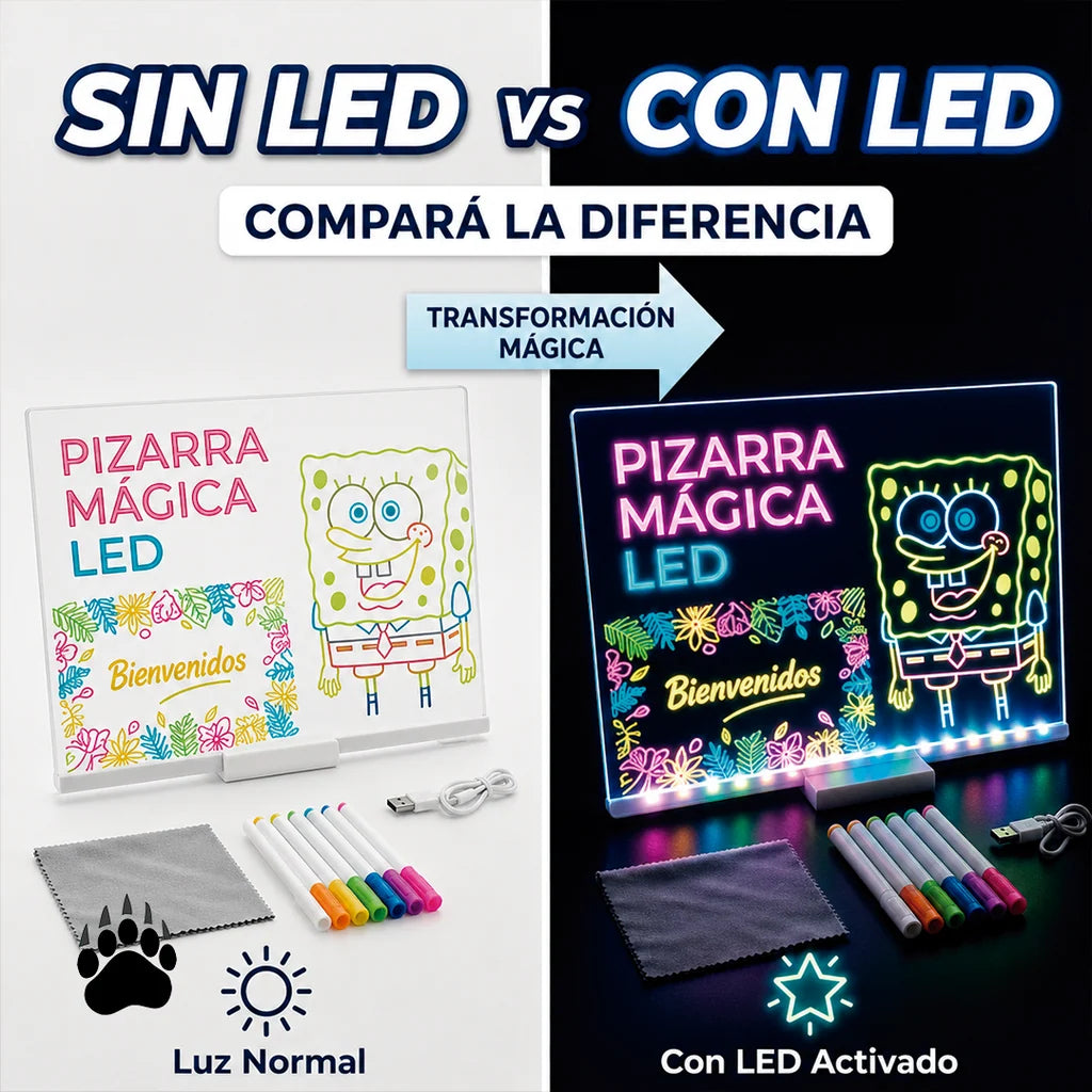LumiMagia™ | Pizarra LED de dibujo + 7 Plumones Neón