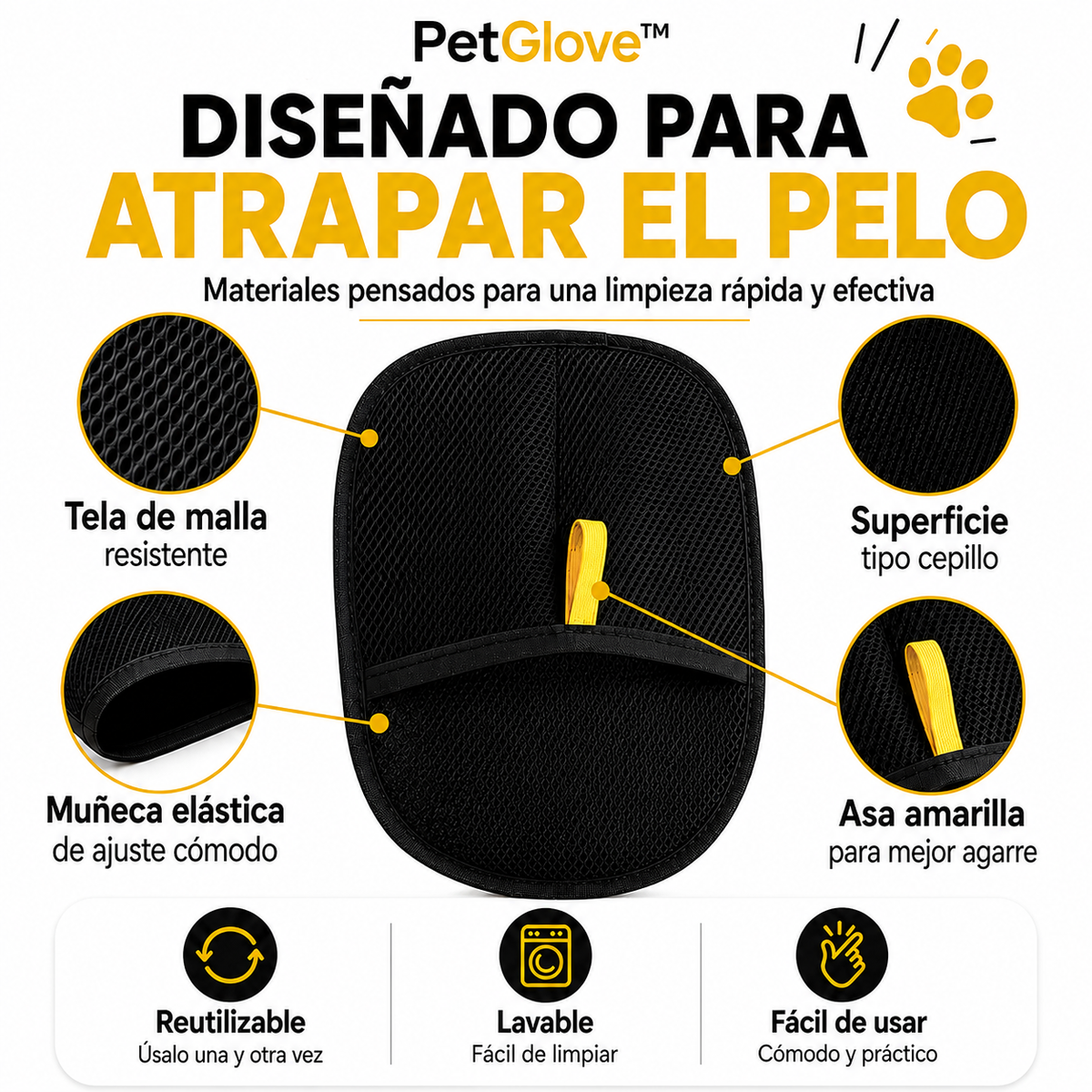 Quita los pelos de tu mascota en segundos, sin rodillos desechables ni aspiradora con PetGlove™🐾