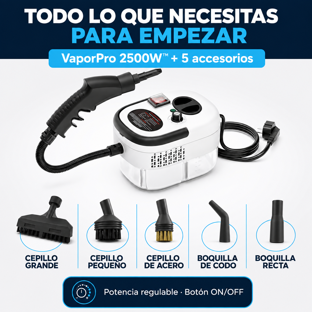VaporPro 2500W™ | Limpiador a Vapor Profesional + 5 Accesorios