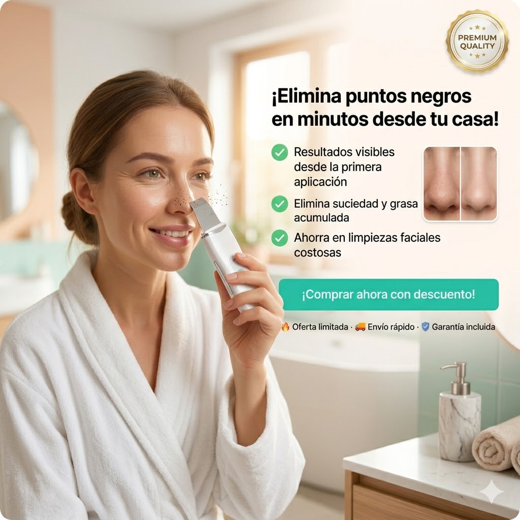 Limpia tus poros profundamente y mejora tu piel desde el primer uso con esta espátula facial ultrasónica.