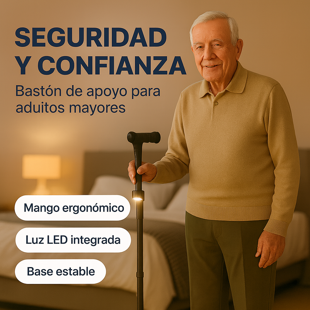 Light Step ™ - Baston Todo Terreno con Linterna, Seguridad Total