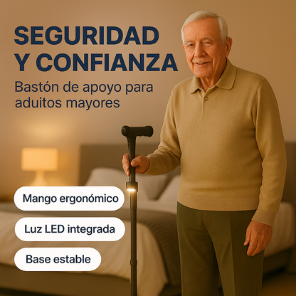 Light Step ™ - Baston Todo Terreno con Linterna, Seguridad Total