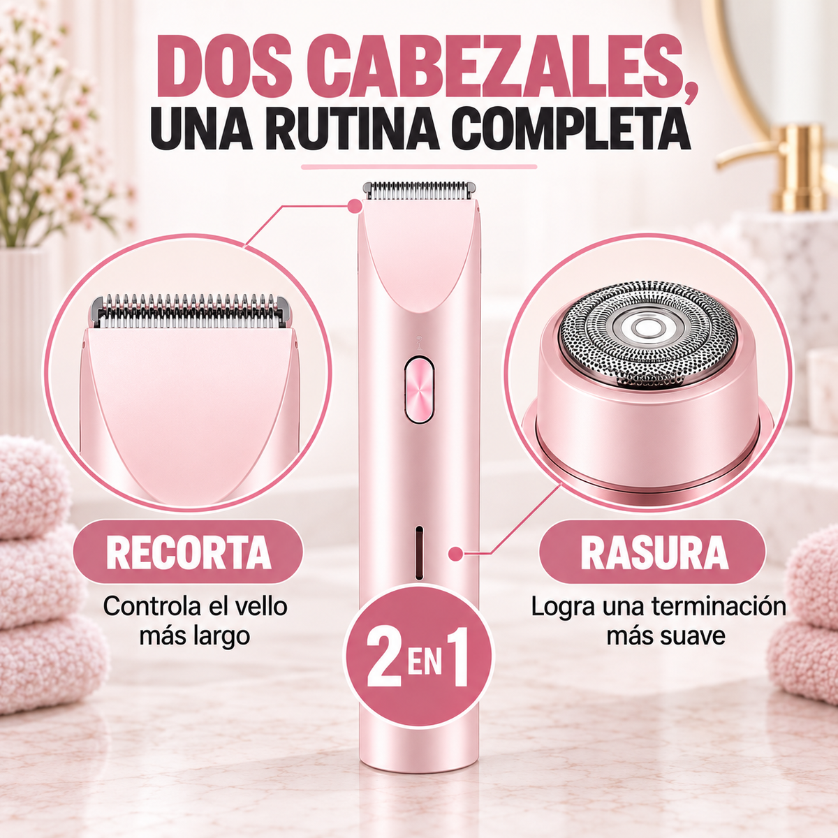 Suavéa 2 en 1™ : Rasuradora femenina para una piel suave, cómoda y cuidada.