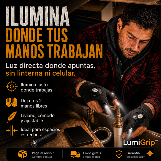 LumiGrip™-Trabaja, repara o explora de noche con luz directa en tus dedos