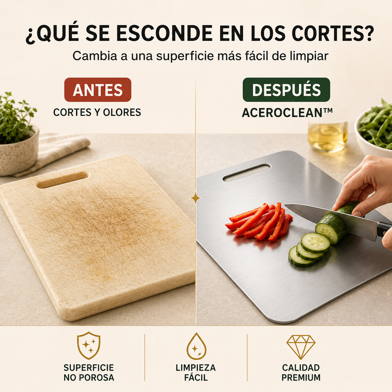 ¿Todavía preparas tus alimentos sobre una tabla rayada y difícil de limpiar?