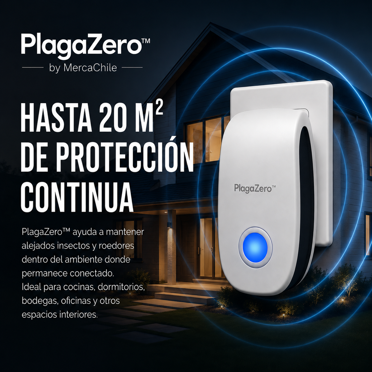PlagaZero™ - Ahuyentador Ultrasónico para el Hogar