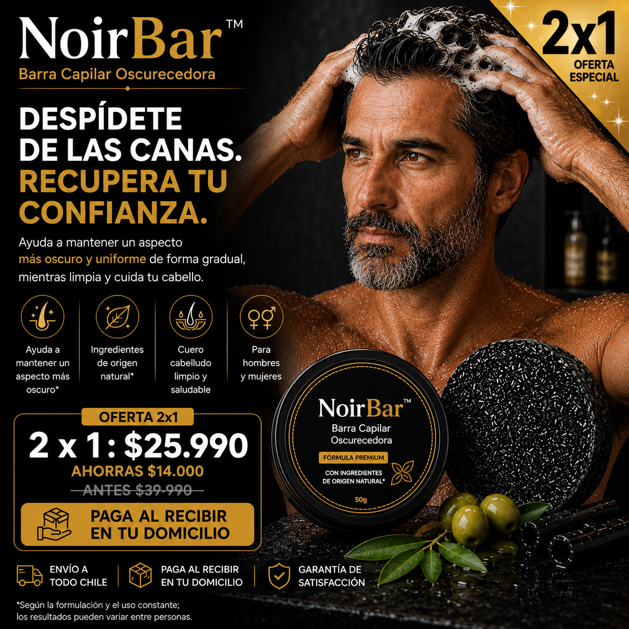 ¿Las canas te hacen ver mayor de lo que eres?:Recupera el tono natural de tu cabello sin químicos.