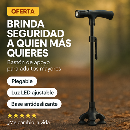 Light Step ™ - Baston Todo Terreno con Linterna, Seguridad Total