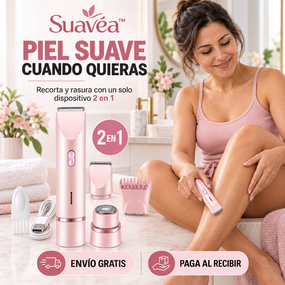 Suavéa 2 en 1™ : Rasuradora femenina para una piel suave, cómoda y cuidada.