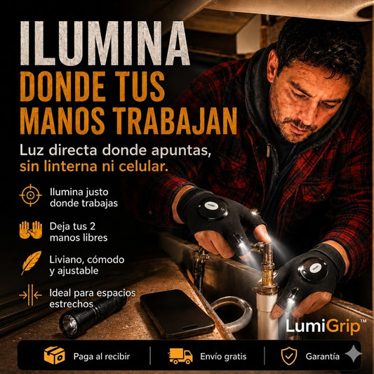 LumiGrip™ -Trabaja, repara o explora de noche con luz directa en tus dedos