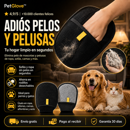 Quita los pelos de tu mascota en segundos, sin rodillos desechables ni aspiradora con PetGlove™🐾
