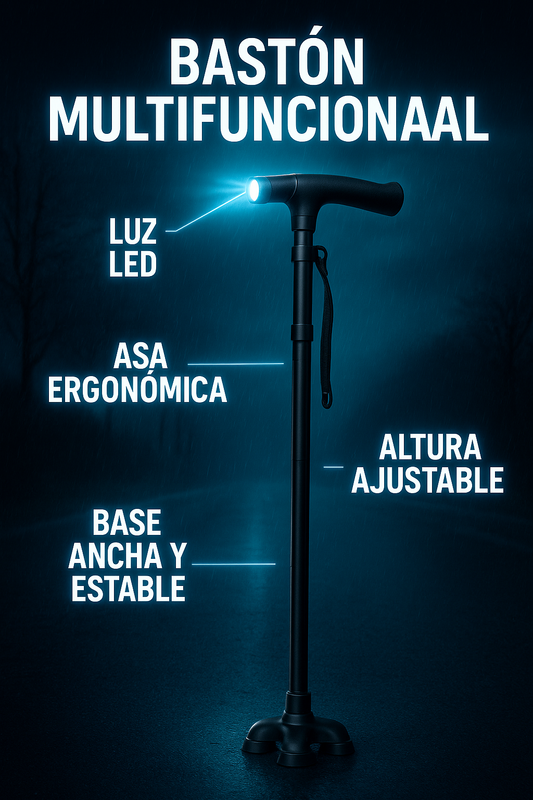 Light Step ™ - Baston Todo Terreno con Linterna, Seguridad Total