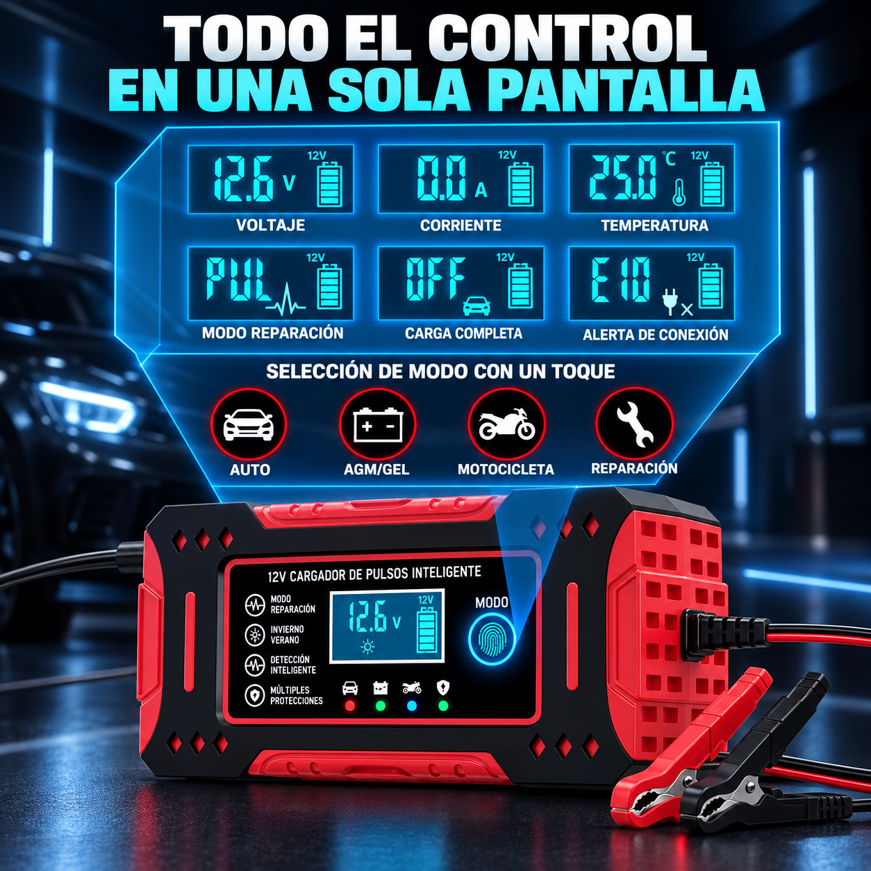 AutoVolt 12V™- Cargador Inteligente y Mantenedor de Baterías de Ciclo Profundo