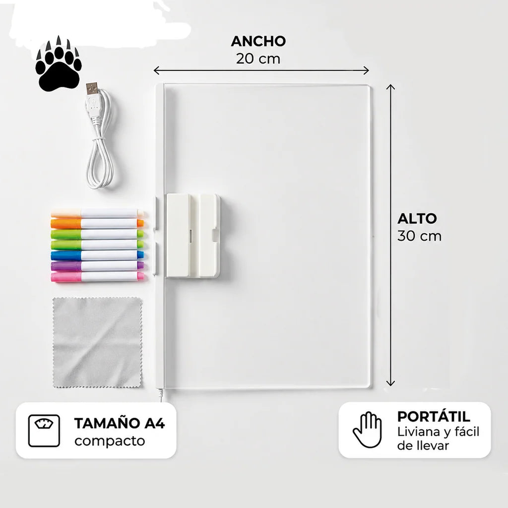 LumiMagia™ | Pizarra LED de dibujo + 7 Plumones Neón