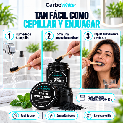 CarboWhite™ | Recupera Tu Sonrisa, Polvo Dental de Carbón Activado