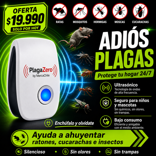 PlagaZero™ - Ahuyentador Ultrasónico para el Hogar
