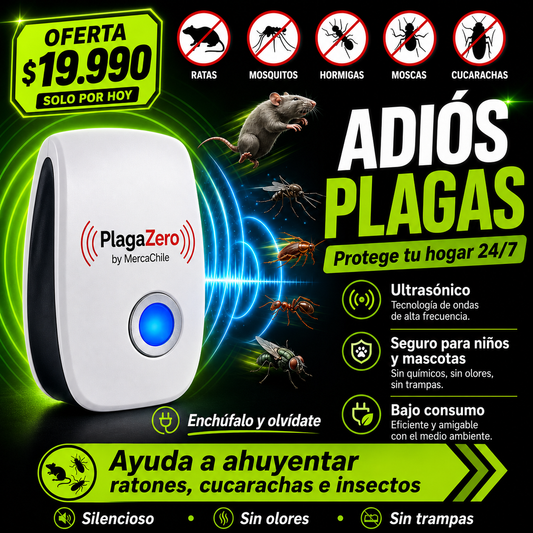 PlagaZero™ - Ahuyentador Ultrasónico para el Hogar