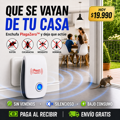 PlagaZero™ - Ahuyentador Ultrasónico para el Hogar