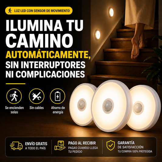 AutoLuz Home™ - Iluminación inteligente y segura para cada rincón de tu hogar (Pack 3)