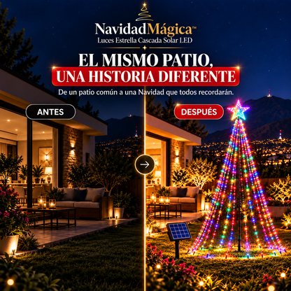 NavidadMágica™ | Árbol de Luces Solar Multicolor con Estrella LED