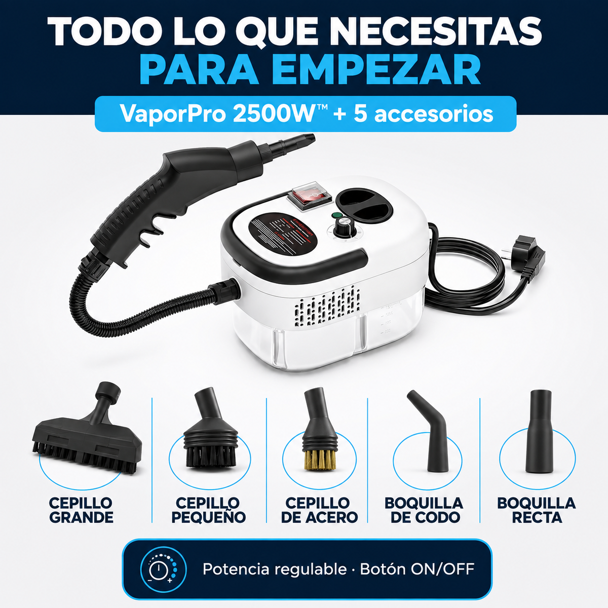 VaporPro 2500W™ | Limpiador a Vapor Profesional + 5 Accesorios