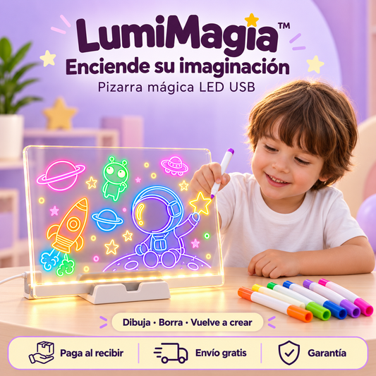 LumiMagia™ | Pizarra LED de dibujo + 7 Plumones Neón