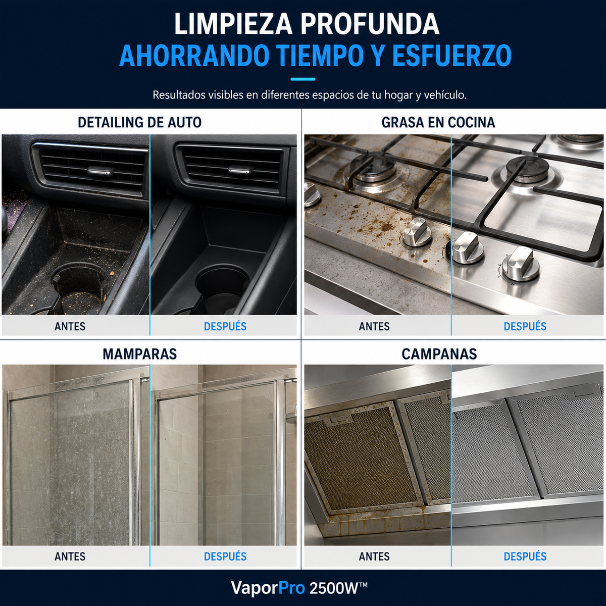 VaporPro 2500W™ | Limpiador a Vapor Profesional + 5 Accesorios