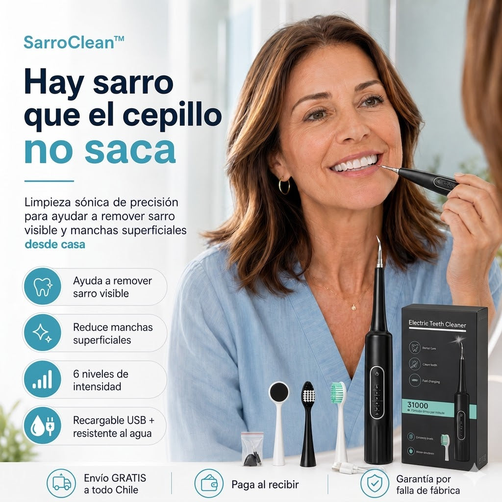 SarroClean™ Limpiador Dental Ultrasónico para Sarro Visible y Manchas